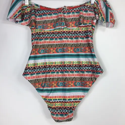 Becca Off the Shoulder Strapless Printed One Piece Swimsuit S