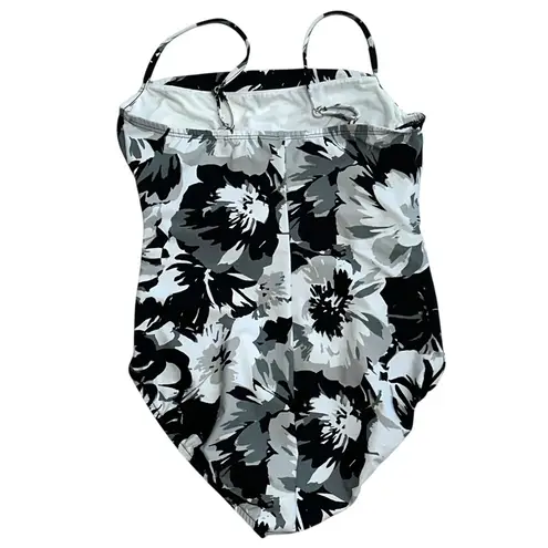 Magicsuit Rouched One Piece Swim Suit Floral Adjustable Straps Women's Size 16 Black