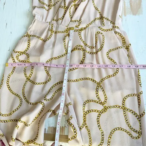 L'Agence L’AGENCE Chiara Pleated Cami Gold Chain Print Wide Leg Jumpsuit Pink Size 2