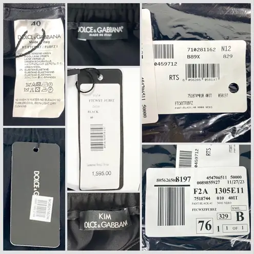 Dolce & Gabbana Kim Kardashian Straight Wool Pants Black Size EU40 Piping Runway