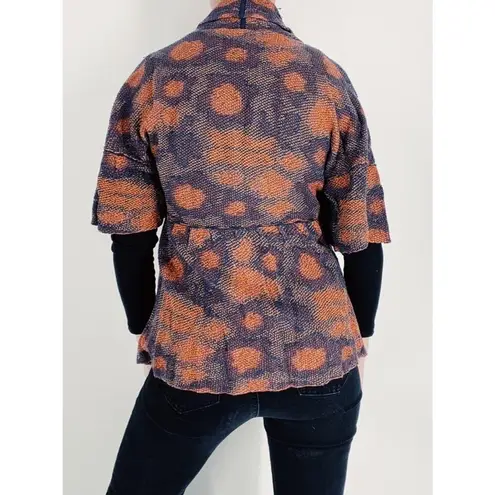Axcess Multicolor Burnt Orange Short Sleeve Knit Cardigan Size Small Blue