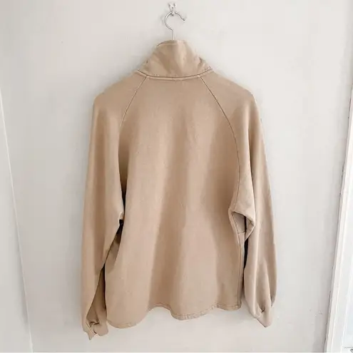 The Range NYC Half Zip Cotton Terry Sweatshirt Tan - Image 4