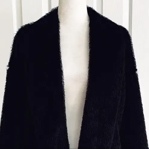Madison Jacket Black Faux Fur Tipped Fox Open Front Swing Jacket Coat Small