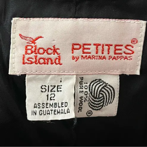 Vintage 90s Block Island Structured Wool Blazer Gold Crest Buttons Black 12