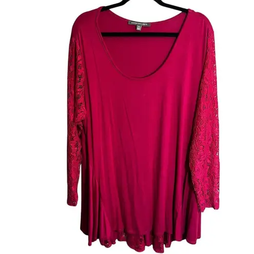 Kate & Mallory Women's Pink Tunic Top Lace Long Sleeve Blouse Size 2X