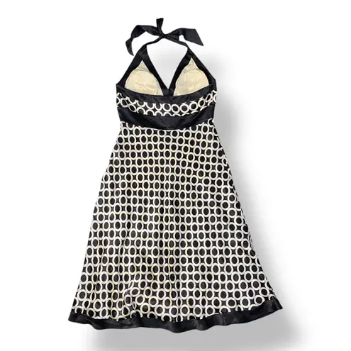 Issue New York Vintage Y2K Black White Silk Halter Party Dress Size 12
