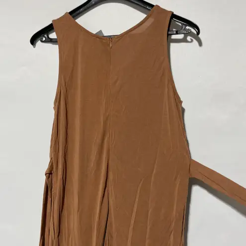 Area Stars New Sleeveless Belted Waist Jogger Jumpsuit Cisco Dark Tan Size XL