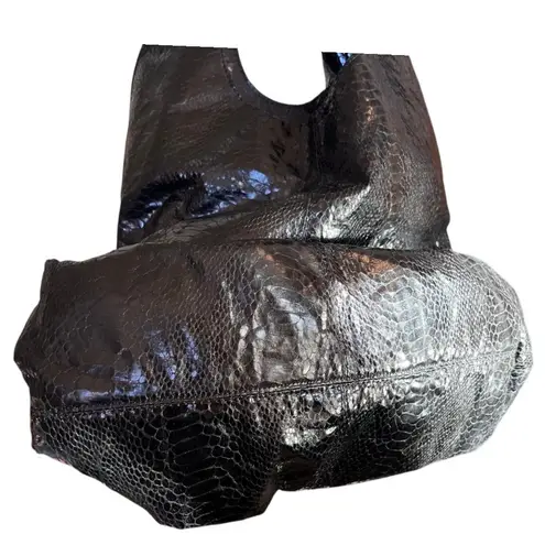 Snakeskin Hobo Bag Shoulder Bag Designer Style Tote Large Black