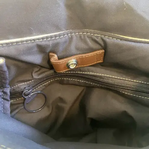 Land's End Navy & Ivory Canvas Backpack Bag Knapsack School Nautical Adjustable Blue