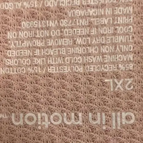 All In Motion Women’s 2XL Long Sleeve Waffle Knit Rose Pink Shirt Top NWT