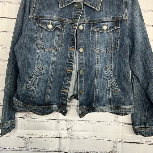 RXB Y2K Blue Jean Jacket with Cropped Length and Distressed Look SZ XXL Trucker