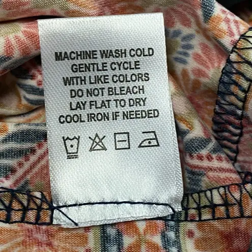 Tacera Women’s M Dress Pink Blue Floral Geometric Print 3/4 Sleeve Jersey