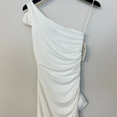 Bardot Lilita Rosette One-Shoulder Stretch Jersey Midi Dress in Orchid White XS