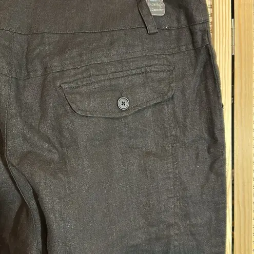 Whitewash Black 100% Linen Dressy Pants Slacks Size 8 Natural Fibers