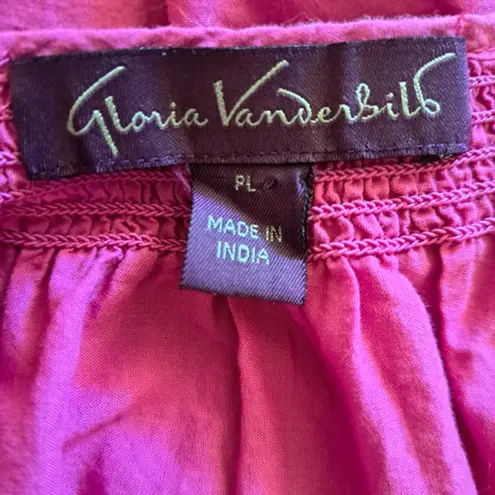Gloria Vanderbilt Tunic Short Sleeve Scoop neck Tie front Blouse Magenta Sz PL - Image 3