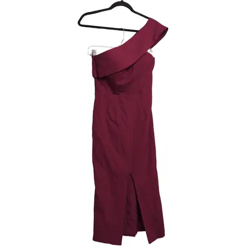Yumi Kim That Jazz Midi Dress Burgundy One Shoulder Front Slit XS New