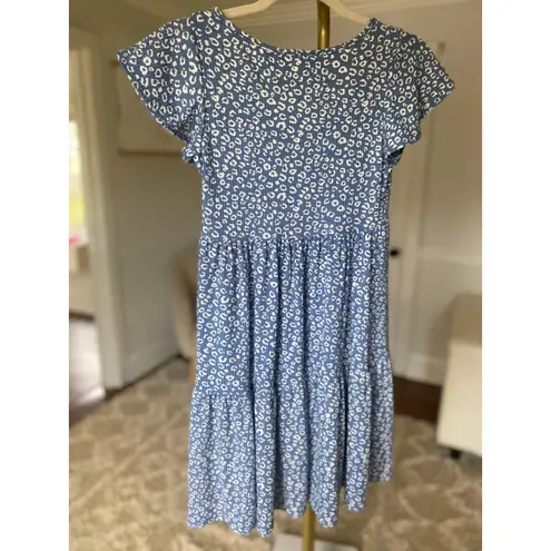 See You Monday Mini Dress Cheetah Print Babydoll Tiered Boho Festival Spring Y2K