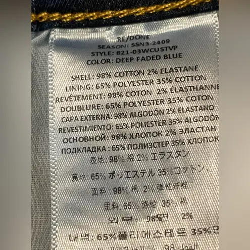 RE/DONE NWT 70's Stove Pipe High Rise Ankle Crop Dark Faded Blue Jeans 27 $295