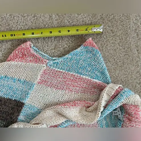 CAbi  Vest Women's Small Cream Multi Cardigan Sleeveless Shawl Collar Cotton #216