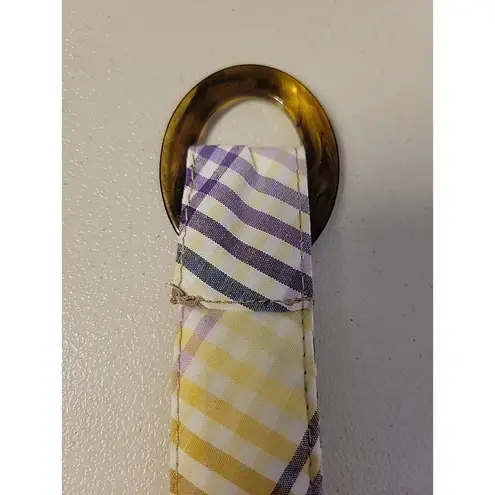 Plaid Fabric Belt Tortoiseshell Oval Buckle Preppy Academia Cottage Size 42 inch