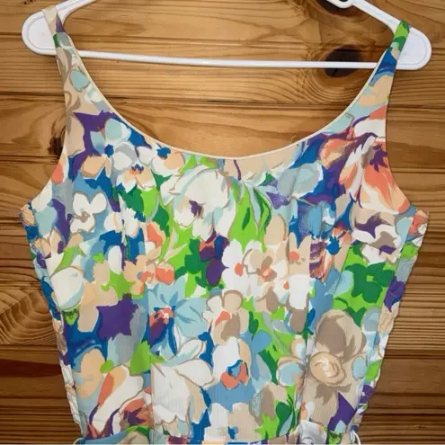 Vintage 1960s John Hanna Floral romper swimsuit playsuit Small/ medium White