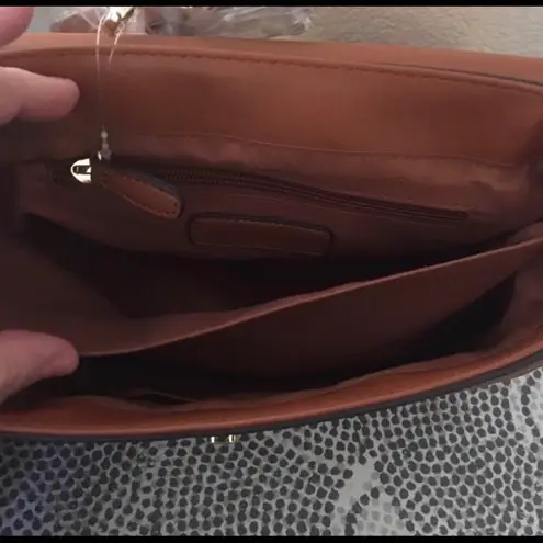 Adrienne Vittadini Sara Scarf Satchel Cognac NWT