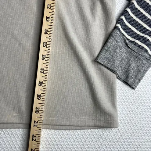 THML Anthropologie Womens Sz L Colorblock Striped Sleeve Cowl Neck Pullover Top