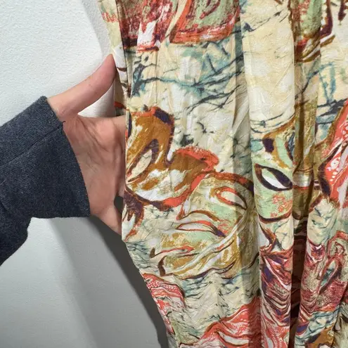 Jams World Midi Dress Women M Tropical Leaf Printed Marble Fern Pockets Boho