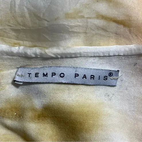 Tempo Paris Silk Blend Tie-Dye Top Size S Sequin Trim Boho Artsy Loose Beachy