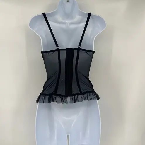 Cabernet Lace Corset Bustier Womens Top Sz S Y2K Coquette Fairy Lolita Goth Mesh Black