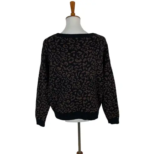 Free People  Sweater XS Brown Black Animal Print Boho Grunge Indie Soft Trendy thumbnail 3