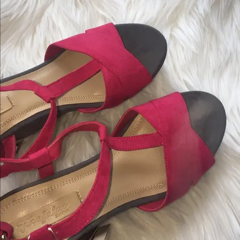 ZARA  T strap wedge sandals. Size 7