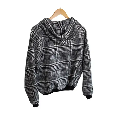 Lili Sidonio Molly Bracken Women's Black & White Plaid Hoodie Dolman Size Small