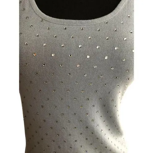 Cache Top Size M RHINESTONE EMBELLISHED Stretch Wedding Event Baby Blue Vintage Size M