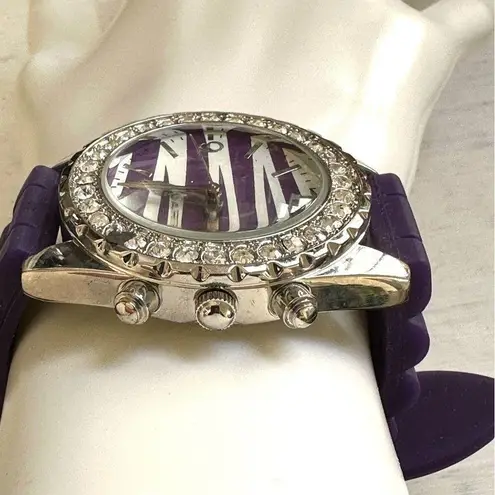 Bréda zebra rhinestone watch with purple band