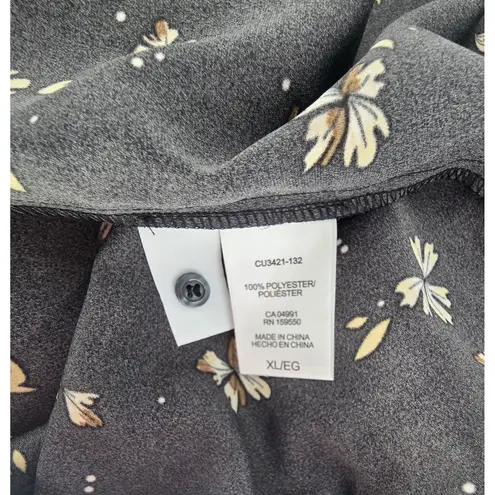 Hilary Radley Hilary Radley XL Black Floral Print Long Sleeve Button Down Blouse Top