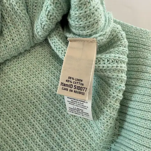 LL Bean Green Linen Cotton Button Up Cardigan Sweater Size XL Pockets