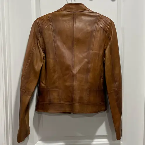 Rare Derimod Expo Kylie Mandala Mosaic Boho Leather Jacket in Camel Size Small Brown