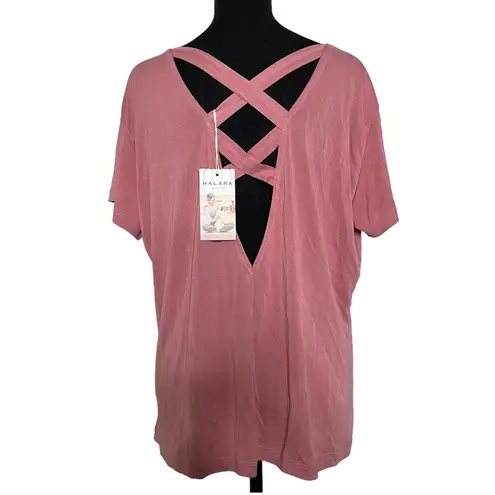 Halara Plain Round Neck Crisscross Plus Size Sports Top 1X Women’s Pink NWT.
