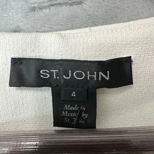 St. John Size 4 Womens Midnight Blue Ivory Dress Office Cocktail Minimalist Chic