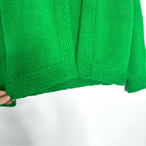Vintage Hand Knit Wool Cardigan Sweater Green Shrug Sz S Grandmacore Indie