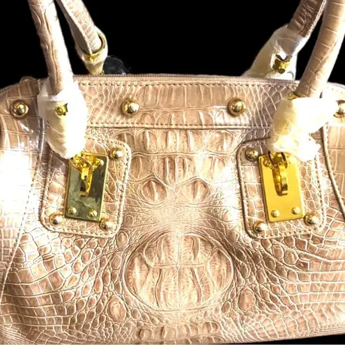 Calla brand beautiful tan faux croc satchel with gold hardware. New