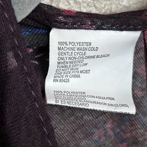 Floral Kimono Top Fringe Hem Womens One Size Lightweight Duster Long Multicolor