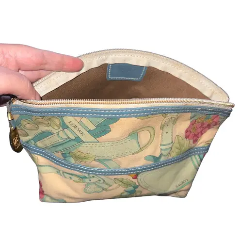 Loewe Floral/Botanical Vintage Canvas & Leather Cosmetic Bag
