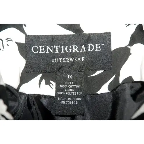 Centigrade Outerwear Women's 1X Half Sleeve Black White Floral Jacket Coat large