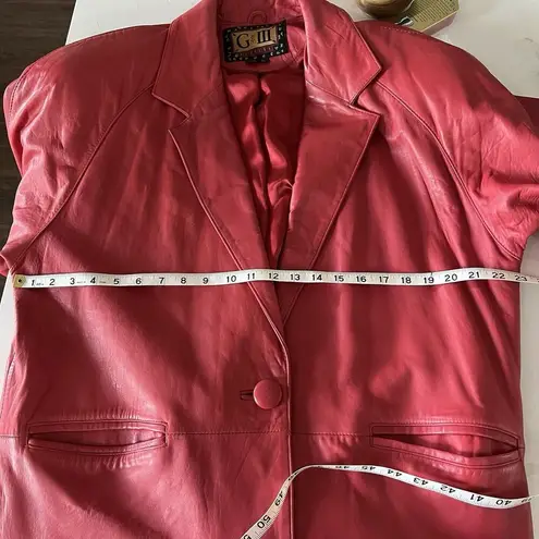 Vintage Large Leather Trench Coat Red Buttery Soft Supple G