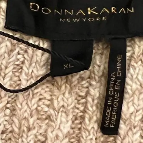 Donna Karan Heathered Crop Cardigan Camel Ivory