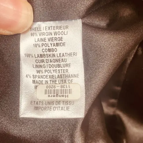 Milly | Nubby Wool & Leather Tuxedo Blazer Size 6 | EUC