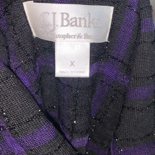 cj banks C.J. Banks Blazer Size X Shimmering Black Checkered with Purple Stripes