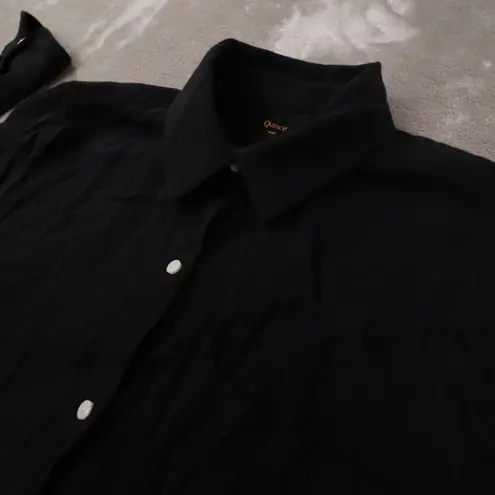 Quince Muslin Button Up Shirt Women's XS Black Long Sleeved Cotton Soft